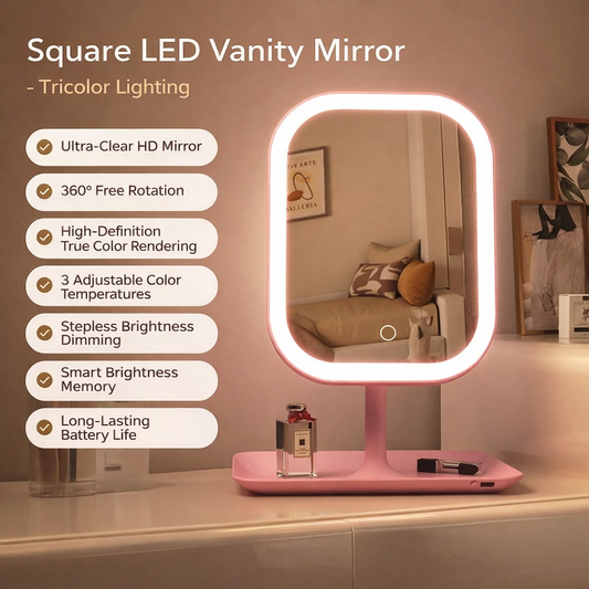 Smart LED Makeup Mirror with Brightness & Color Modes