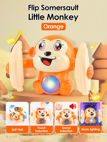 1 Baby Toy Electric Rolling Monkey Light Music Puzzle Sound Prompt Monkey Children'S Toy Gift Preschool Education Toy