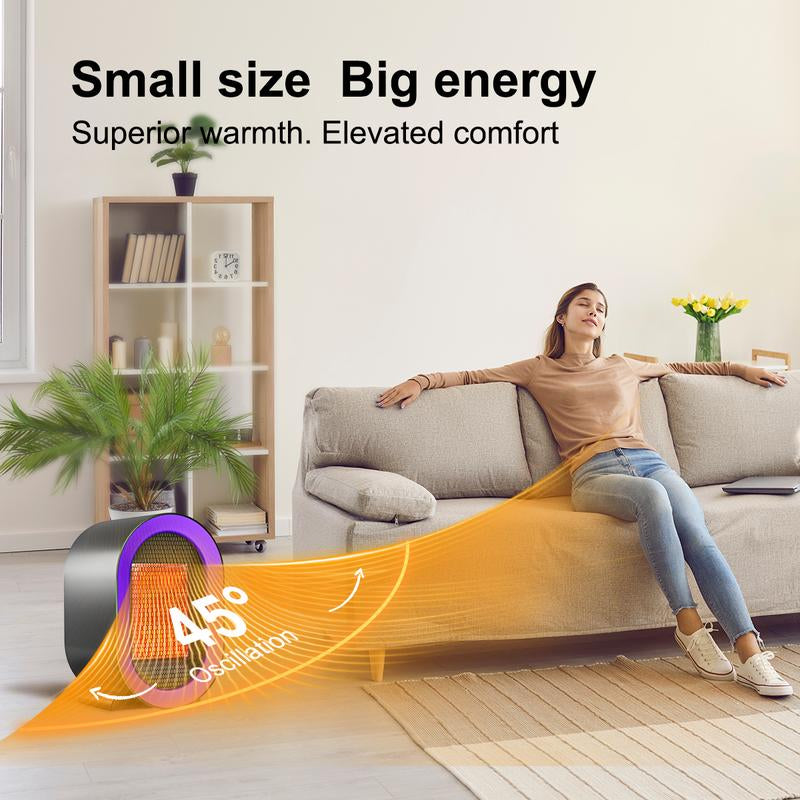 Portable Electric Heater Fan 2 Speed Energy Efficient Indoor Heater with Overheating and Tip over Safety for Office and Home Use