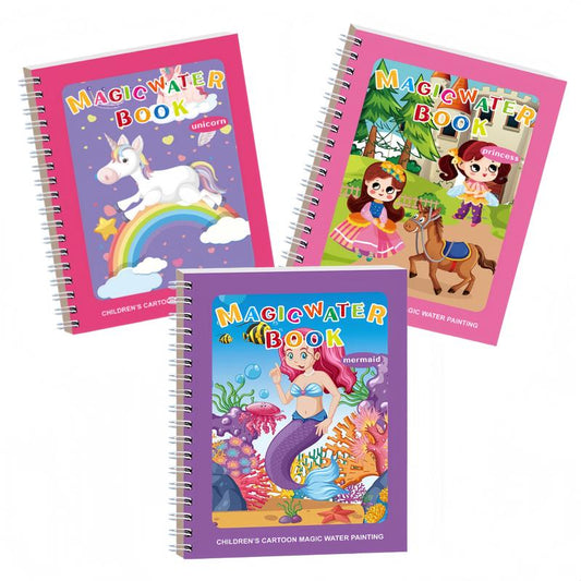 3/6 Pack Reusable Water Coloring Book for Toddlers,Doodle Paint with Water,Mess-Free Coloring Book,Portable Educational Drawing Toy Gifts,Magic Water Painting Book with Pen,Painting Board Activity Books,Travel Toys for Kids,Suitable for 3-6 Years Old