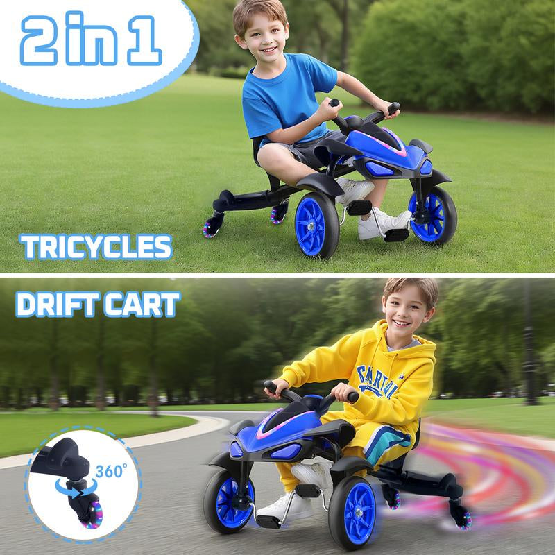 2-In-1 Kids Drift Bike - Crazy Drift Cart for Toddlers and 3-5 Years Old Kids