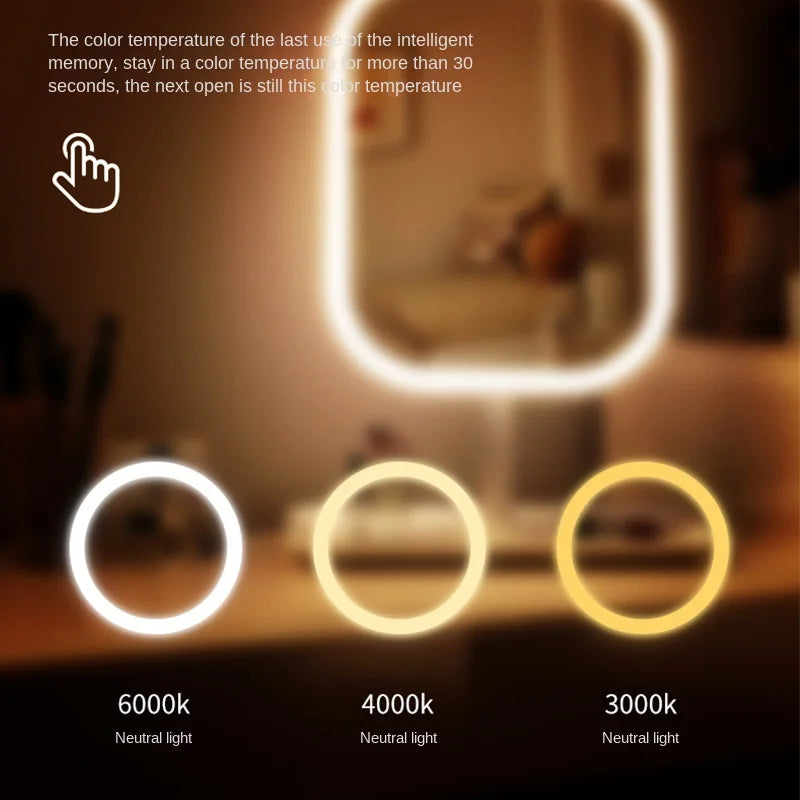 Smart LED Makeup Mirror with Brightness & Color Modes