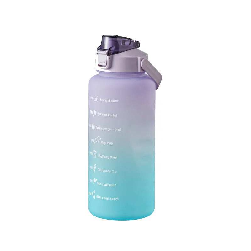 2L Large Sports Water Bottle with Straw & Time Marker – Leakproof Portable Drinking Bottle for Fitness, Gym & Travel