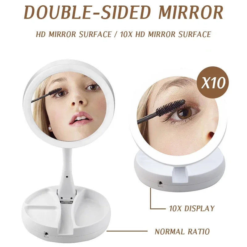 VivaGlow 10X Led Magnifying Mirror Makeup USB Charging or Battery with Light