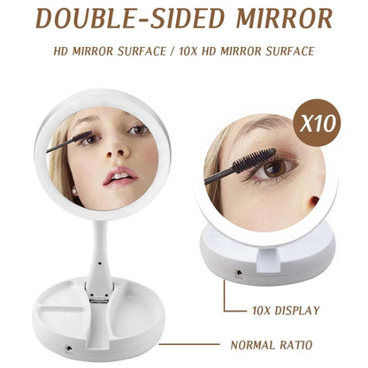 VivaGlow 10X Led Magnifying Mirror Makeup USB Charging or Battery with Light