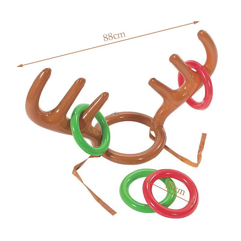 Inflatable Reindeer Antler Hat Ring Toss Game Kids Gift Christmas Family Game Toys Navidad Natal New Year Xmas Decor Noel 2023
