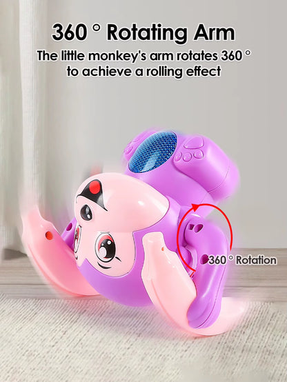 1 Baby Toy Electric Rolling Monkey Light Music Puzzle Sound Prompt Monkey Children'S Toy Gift Preschool Education Toy