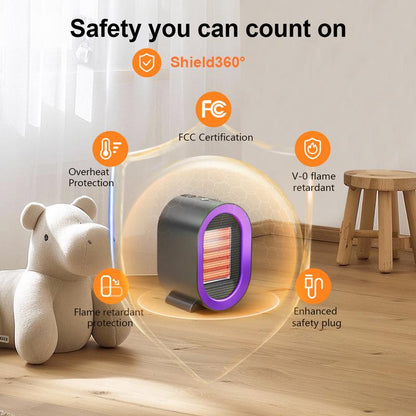 Portable Electric Heater Fan 2 Speed Energy Efficient Indoor Heater with Overheating and Tip over Safety for Office and Home Use