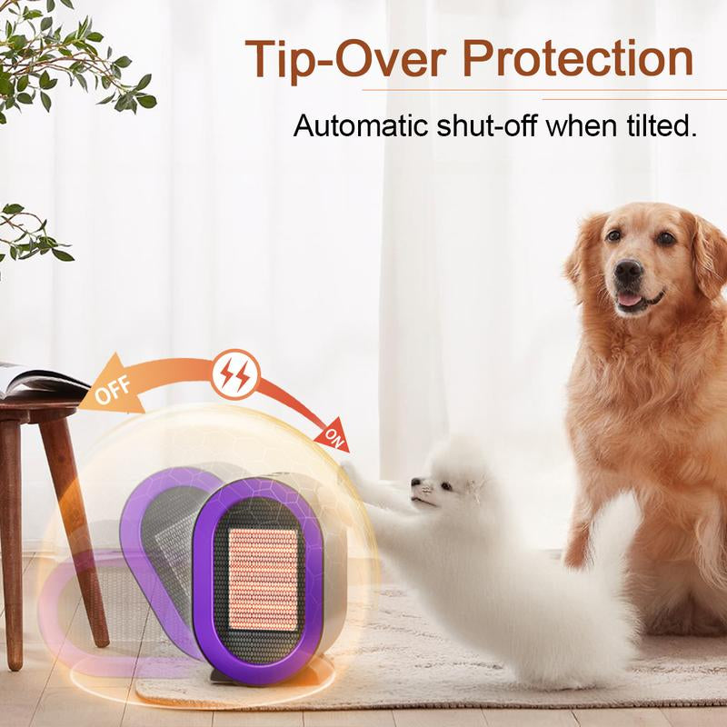 Portable Electric Heater Fan 2 Speed Energy Efficient Indoor Heater with Overheating and Tip over Safety for Office and Home Use
