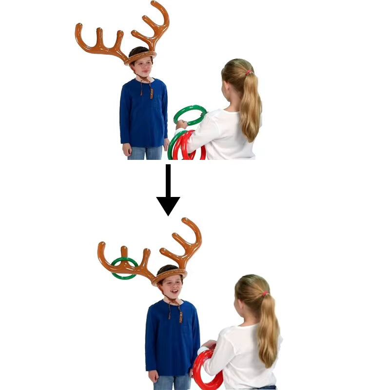 Inflatable Reindeer Antler Hat Ring Toss Game Kids Gift Christmas Family Game Toys Navidad Natal New Year Xmas Decor Noel 2023