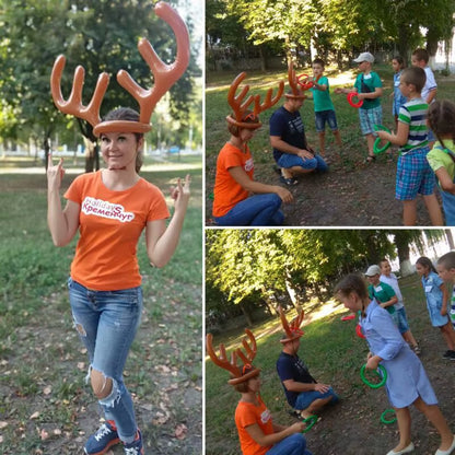 Inflatable Reindeer Antler Hat Ring Toss Game Kids Gift Christmas Family Game Toys Navidad Natal New Year Xmas Decor Noel 2023